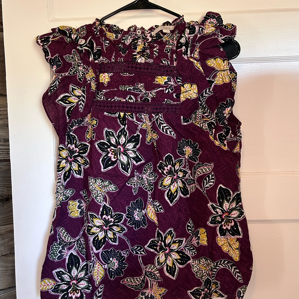 LOFT Purple Floral Blouse